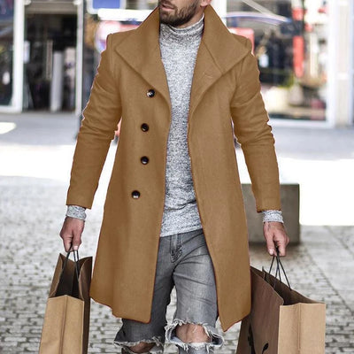 Breasted Lapel Winter Woolen Coat