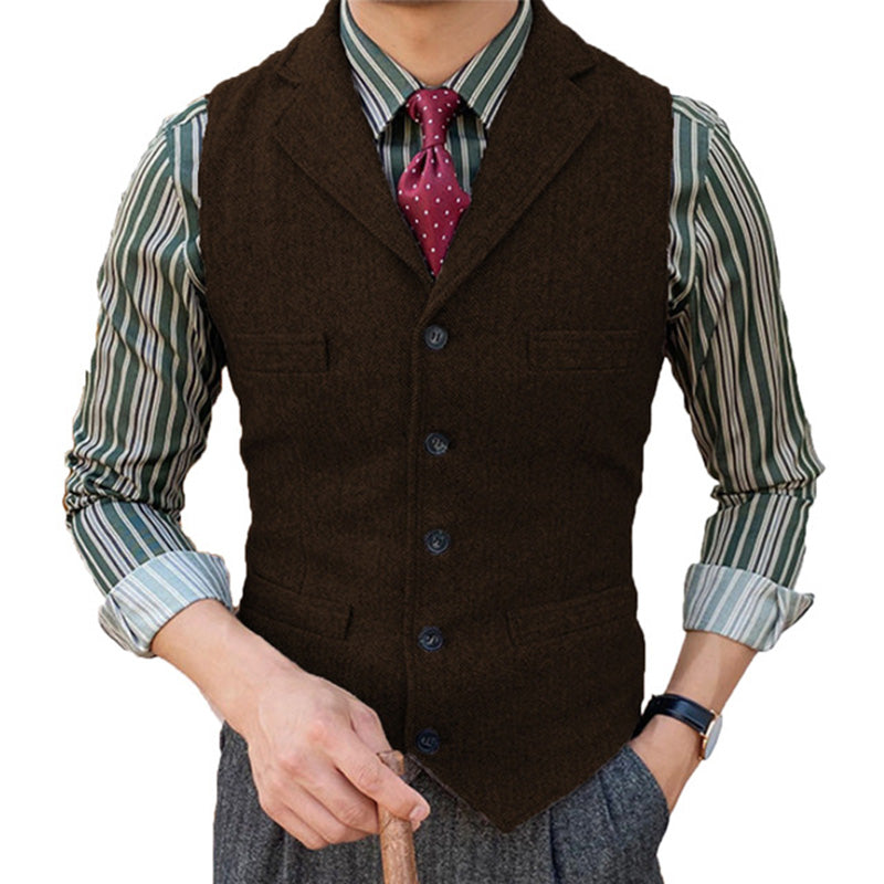 Vintage Classic Lapel Single Breasted Suit Vest