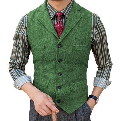 Vintage Classic Lapel Single Breasted Suit Vest
