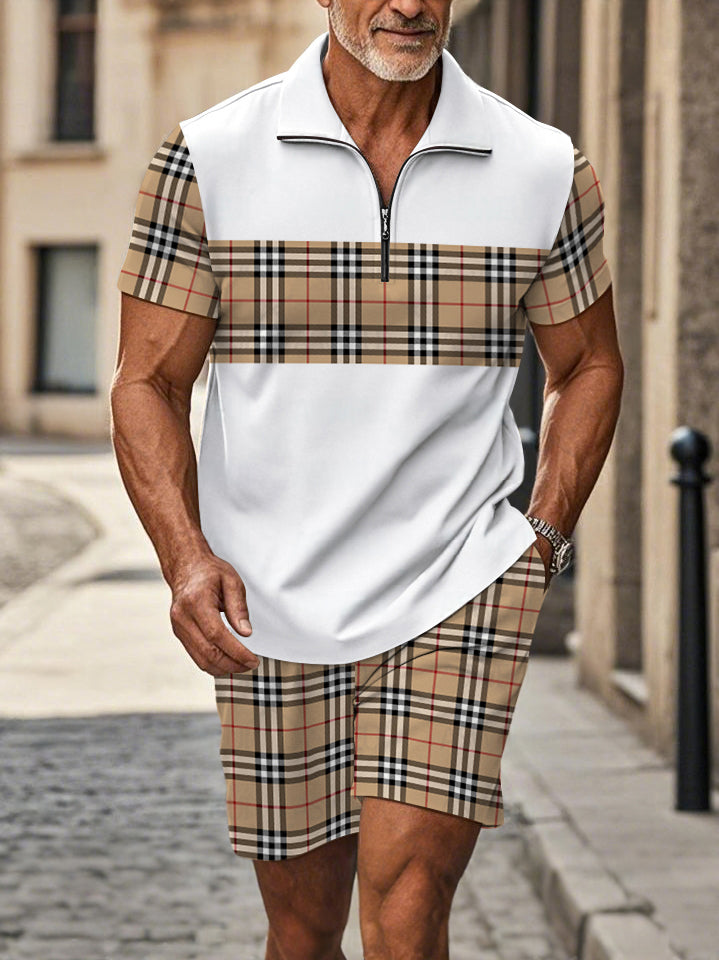 Polo Short Sleeve Zipper Two-Piece Set