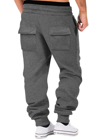 Sports Solid Color Multi-Pocket Sweatpants