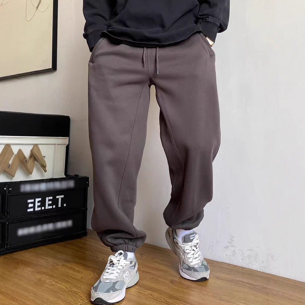 Casual Solid Color Loose Drawstring Sweatpants