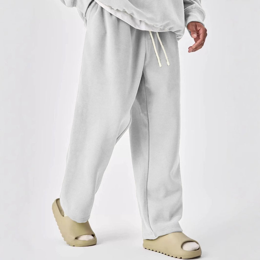 Solid Color Drawstring Elastic Waist Straight Leg Sweatpants