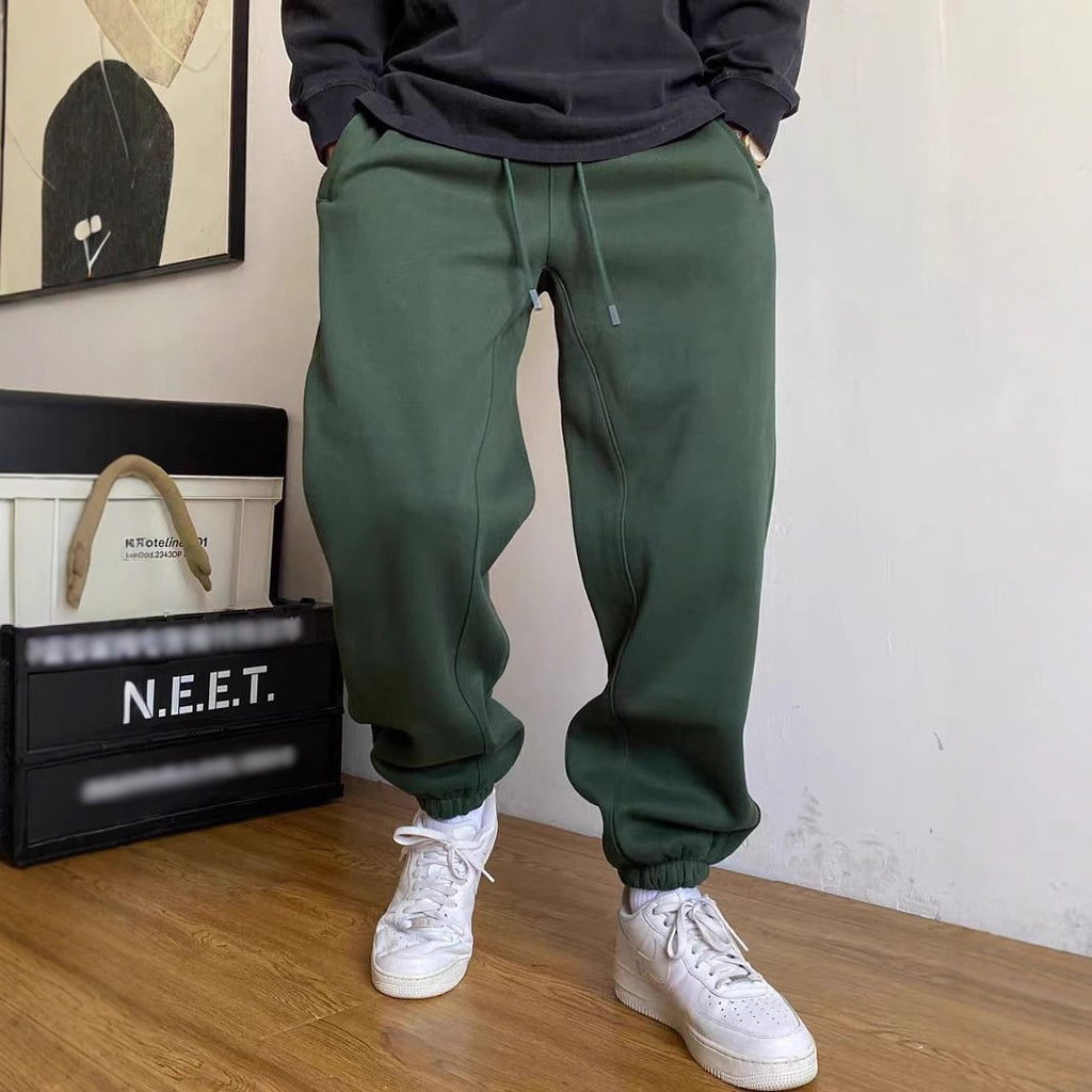 Casual Solid Color Loose Drawstring Sweatpants