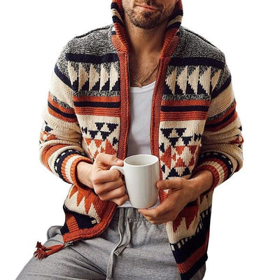 Geometric Zip Cardigan Sweater Jacket