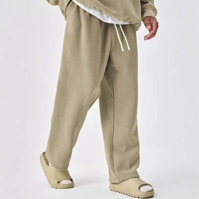 Solid Color Drawstring Elastic Waist Straight Leg Sweatpants