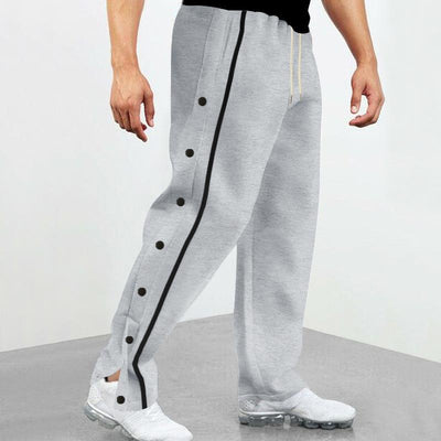 Side Buttons Elastic Waist Loose Sweatpants