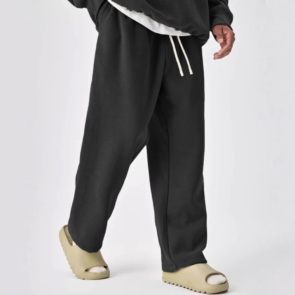 Solid Color Drawstring Elastic Waist Straight Leg Sweatpants