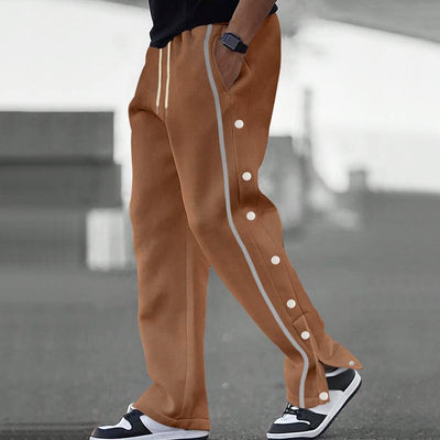 Side Buttons Elastic Waist Loose Sweatpants