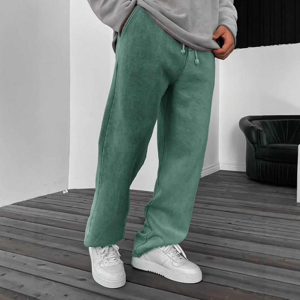 Solid Color Loose Elastic Waist Sports Pants