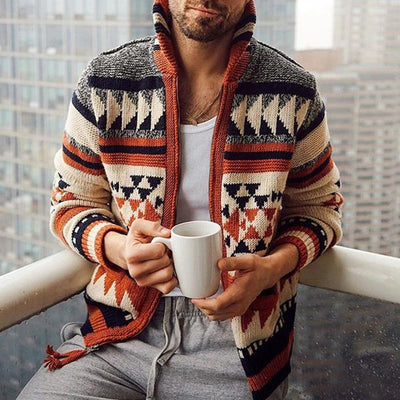 Geometric Zip Cardigan Sweater Jacket