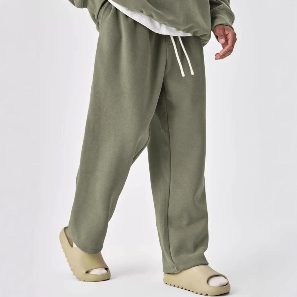 Solid Color Drawstring Elastic Waist Straight Leg Sweatpants
