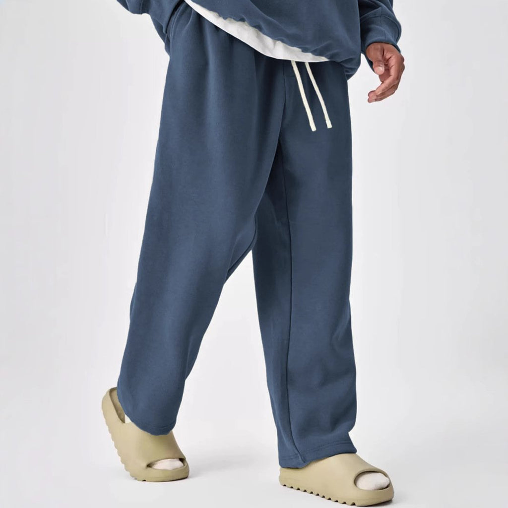 Solid Color Drawstring Elastic Waist Straight Leg Sweatpants