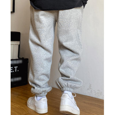 Casual Solid Color Loose Drawstring Sweatpants