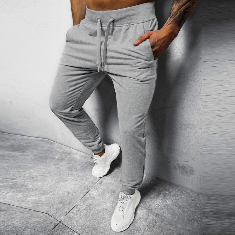 Casual Solid Color Elastic Waist Loose Sports Pants