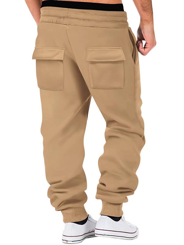 Sports Solid Color Multi-Pocket Sweatpants