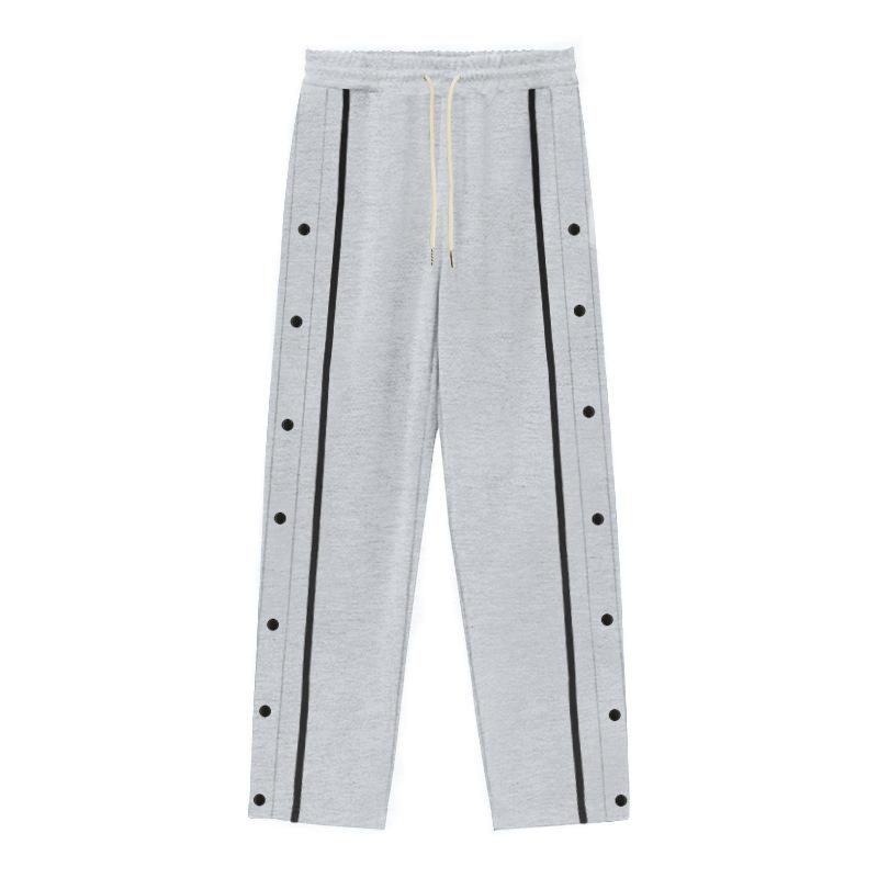 Side Buttons Elastic Waist Loose Sweatpants