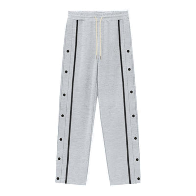 Side Buttons Elastic Waist Loose Sweatpants