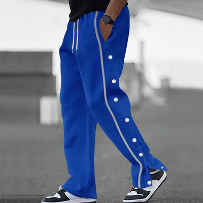 Side Buttons Elastic Waist Loose Sweatpants