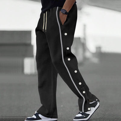 Side Buttons Elastic Waist Loose Sweatpants