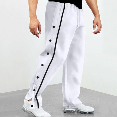 Side Buttons Elastic Waist Loose Sweatpants