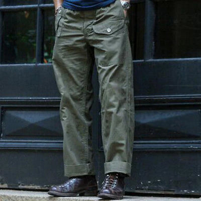 Vintage Solid Multi Pocket Cargo Straight Leg Pants