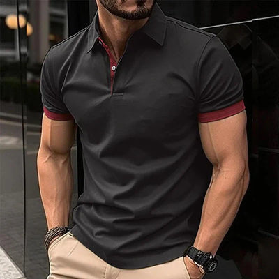 Casual Color Block Short Sleeve POLO Shirt