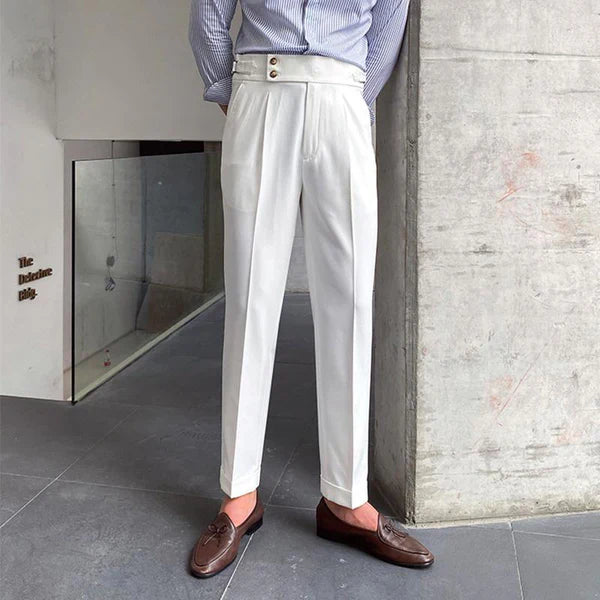 British Style Drape High Waist Straight Pants
