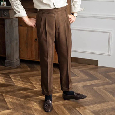 British Neapolitan High Waist Slim Straight Trousers