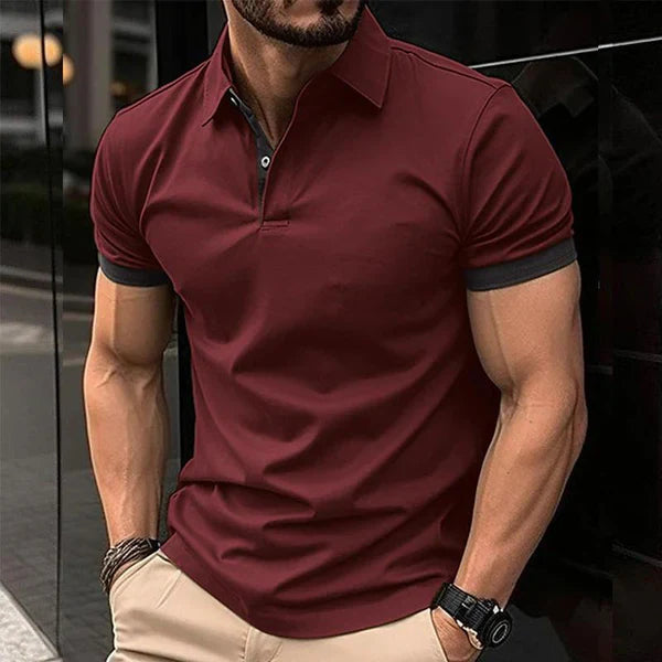 Casual Color Block Short Sleeve POLO Shirt