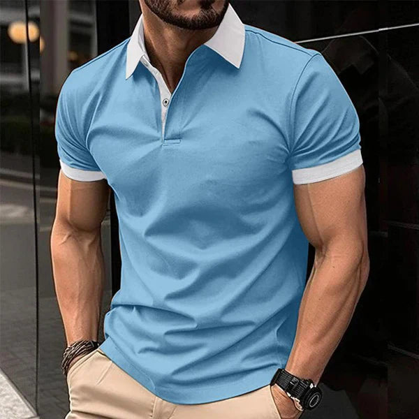 Casual Color Block Short Sleeve POLO Shirt