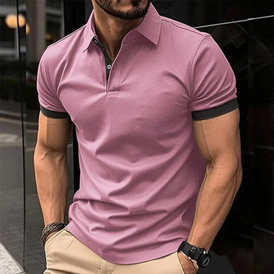 Casual Color Block Short Sleeve POLO Shirt