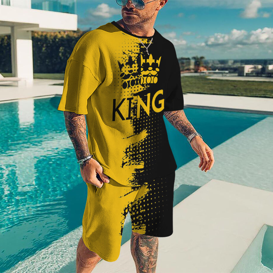 Oversized  T-Shirt & Shorts Set King Yellow