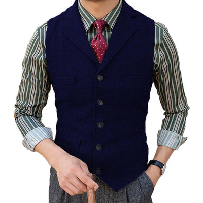 Vintage Classic Lapel Single Breasted Suit Vest