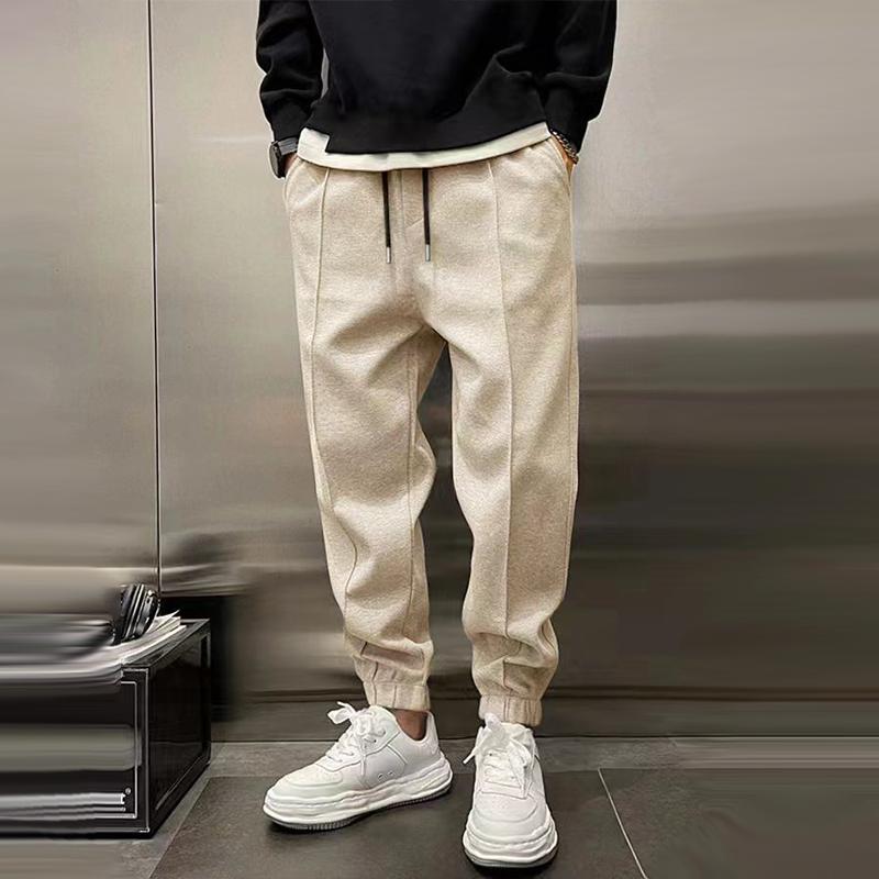 Solid Plush Loose Elastic Waist Casual Sports Pants