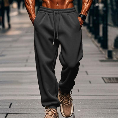 Solid Color Elastic Waist Loose Sports Pants