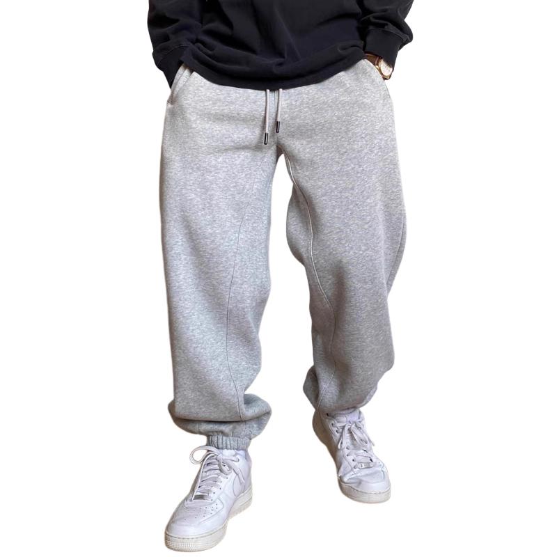 Casual Solid Color Loose Drawstring Sweatpants