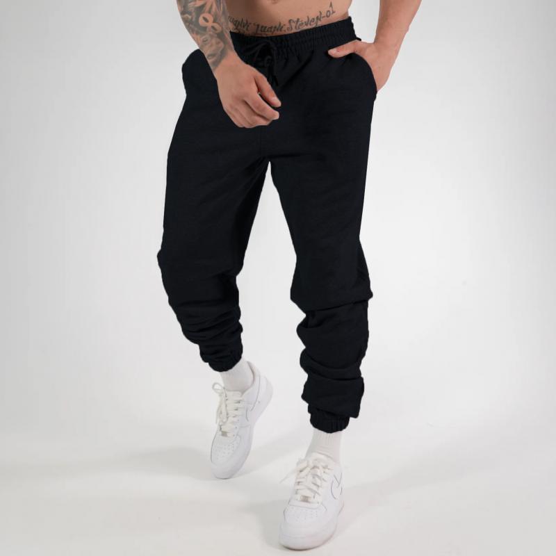 Solid Color Elastic Waist Casual Sports Pants