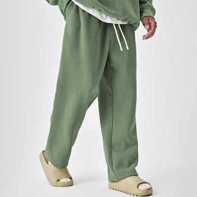 Solid Color Drawstring Elastic Waist Straight Leg Sweatpants