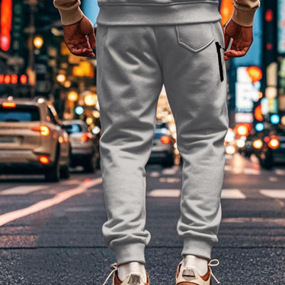 Solid Color Elastic Waist Loose Sports Pants