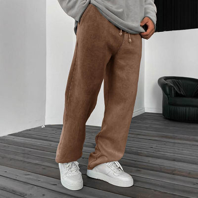 Solid Color Loose Elastic Waist Sports Pants