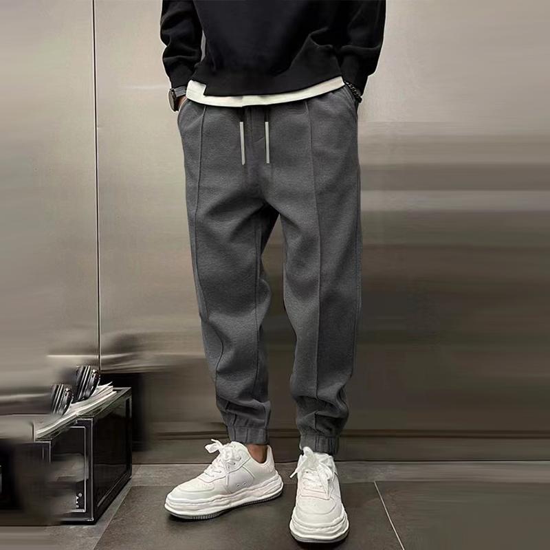 Solid Plush Loose Elastic Waist Casual Sports Pants