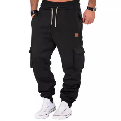 Solid Color Sports Multi-Pocket Sweatpants