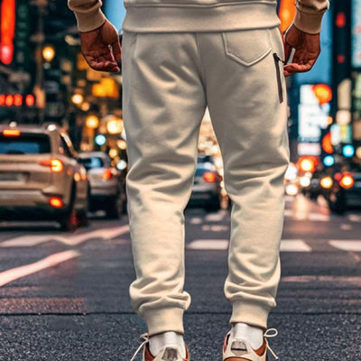 Solid Color Elastic Waist Loose Sports Pants