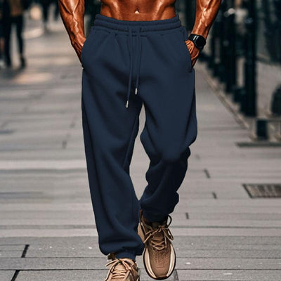 Solid Color Elastic Waist Loose Sports Pants