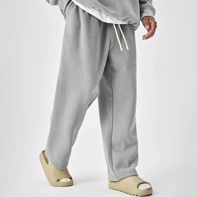 Solid Color Drawstring Elastic Waist Straight Leg Sweatpants