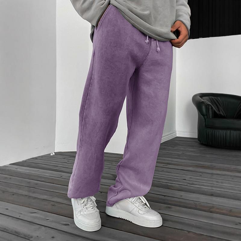 Solid Color Loose Elastic Waist Sports Pants