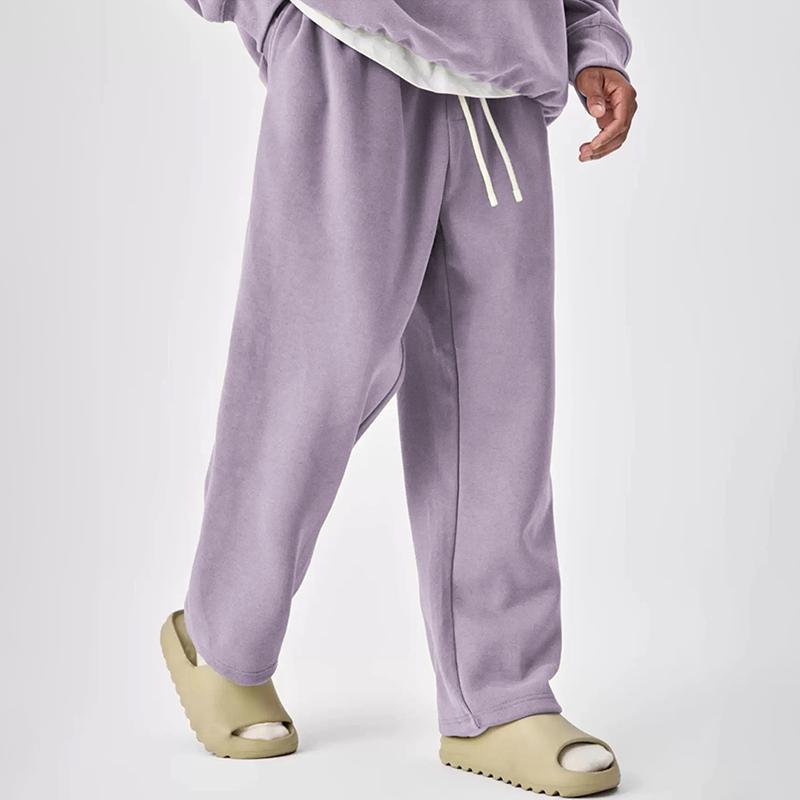 Solid Color Drawstring Elastic Waist Straight Leg Sweatpants