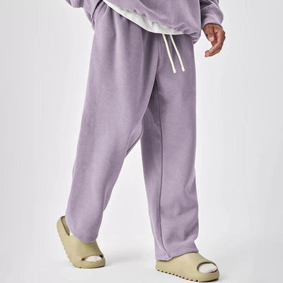 Solid Color Drawstring Elastic Waist Straight Leg Sweatpants