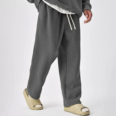 Solid Color Drawstring Elastic Waist Straight Leg Sweatpants
